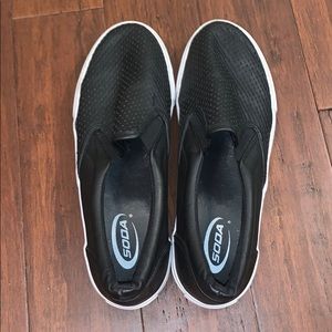 Soda black slip on shoes. Size 9